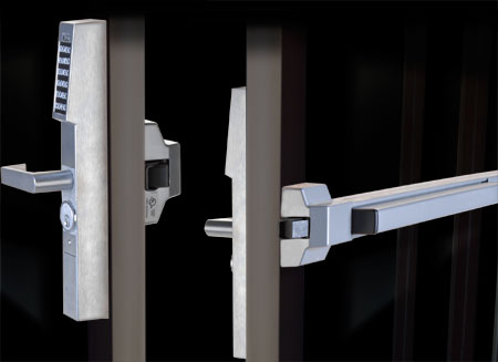 Alarm Lock's Trilogy narrow stile exit decive trim locks
